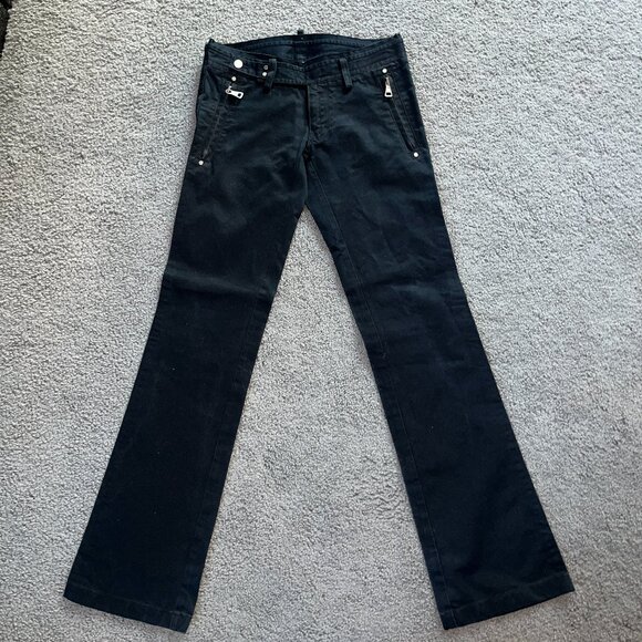 DSQUARED2 BLACK LOW RISE MOTO JEANS ZIPPER DETAILS & UNIQUE WAIST CLOSURE   IT46 - Picture 1 of 14